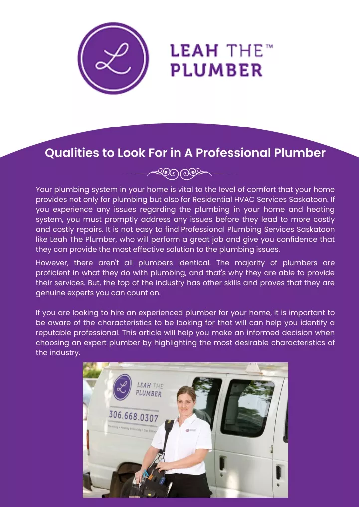 qualities to look for in a professional plumber