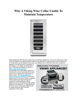 Why A Viking Wine Cellar Unable To Maintain Temperature