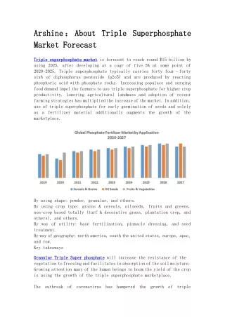 arshine arshine market market forecast forecast