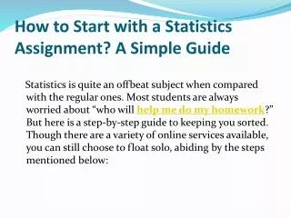 how to start with a statistics assignment a simple guide