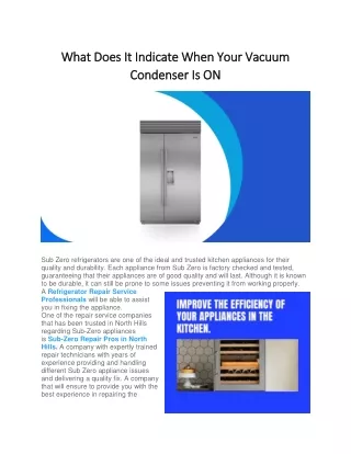 What Does It Indicate When Your Vacuum Condenser Is ON