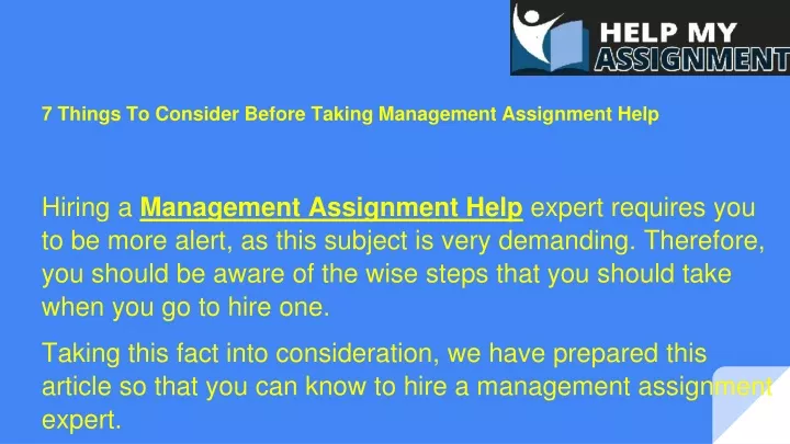 7 things to consider before taking management assignment help
