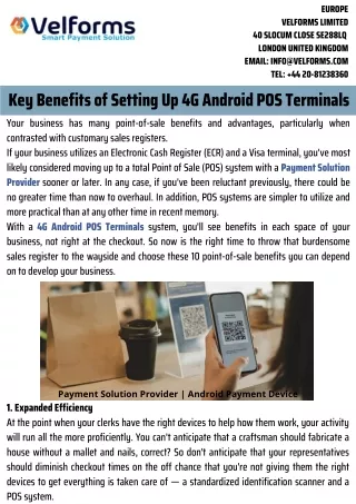 Key Benefits of Setting Up 4G Android POS Terminals