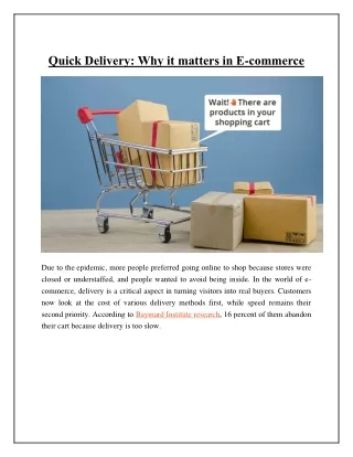 Quick Delivery - Ecommerce Logistics