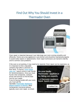 Find Out Why You Should Invest in a Thermador Oven