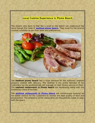 Local Cuisine Experience in Pismo Beach