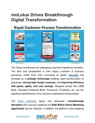 moLotus offers breakthrough digital transformation capabilities to Telcos