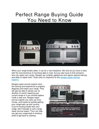 Perfect Range Buying Guide You Need to Know