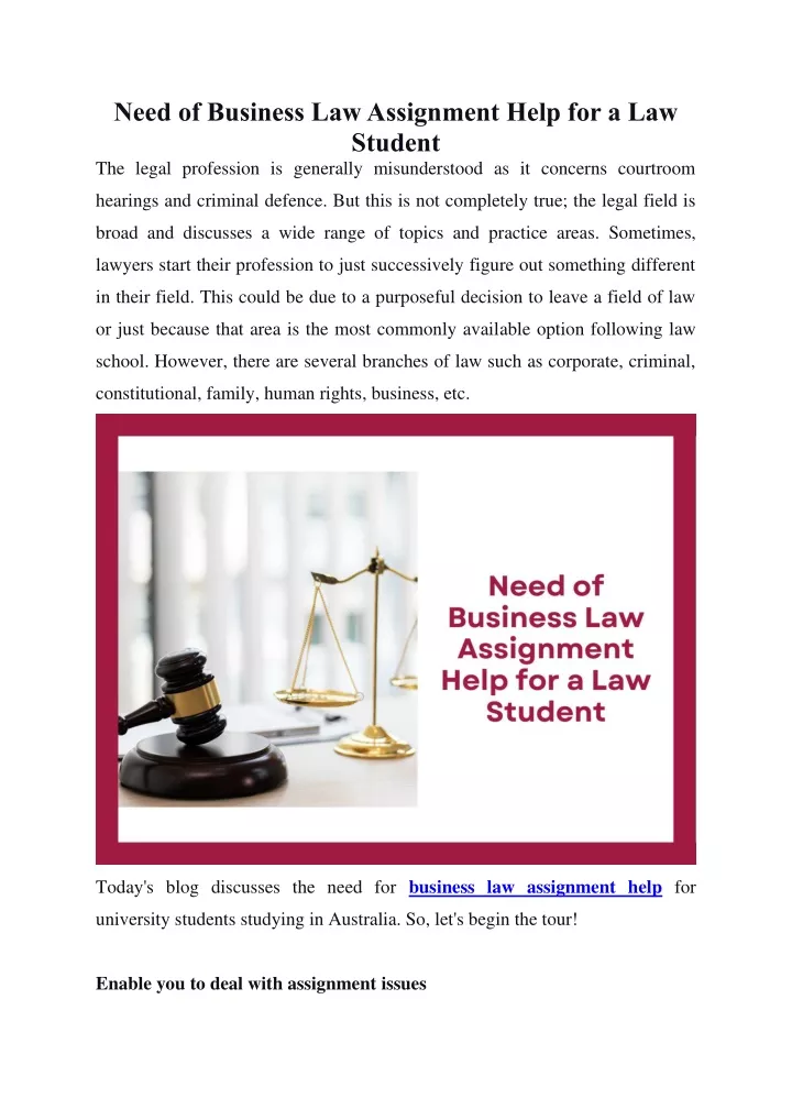 need of business law assignment help