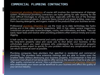Commercial Plumbing Contractors