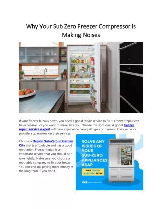 Why Your Sub Zero Freezer Compressor is Making Noises