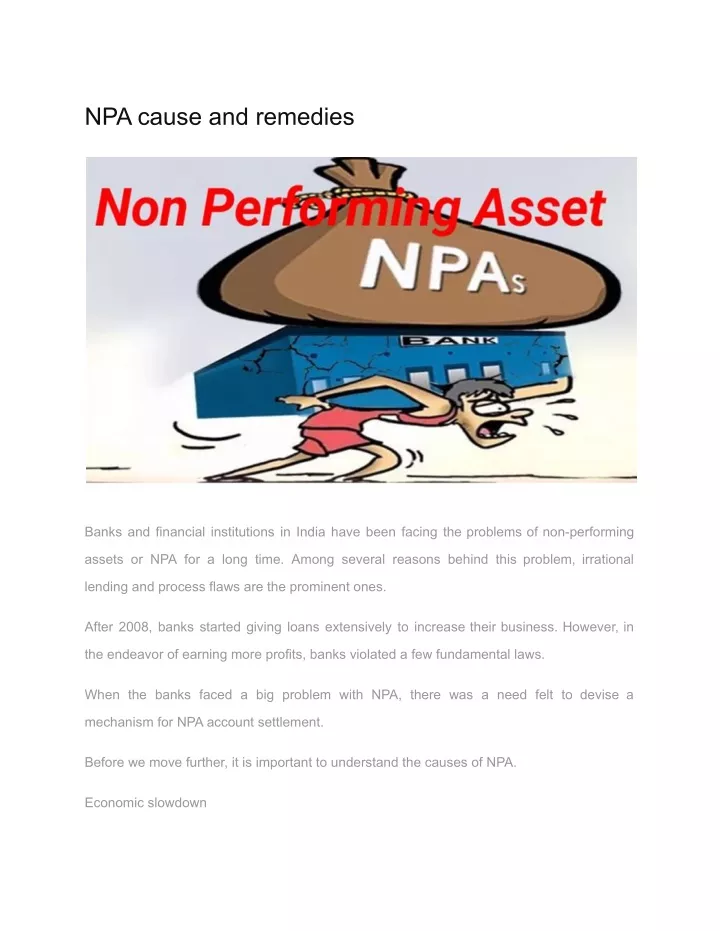 npa cause and remedies