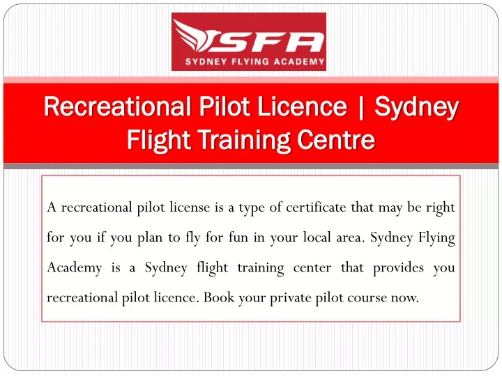 recreational pilot licence sydney flight training centre