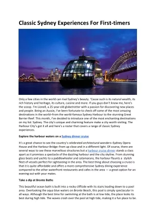 Classic Sydney Experiences For First-timers