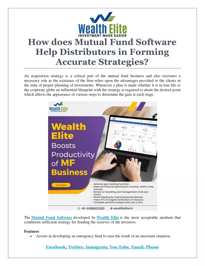how does mutual fund software help distributors