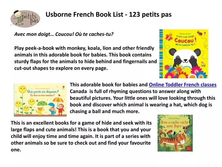 usborne french book list 123 petits pas