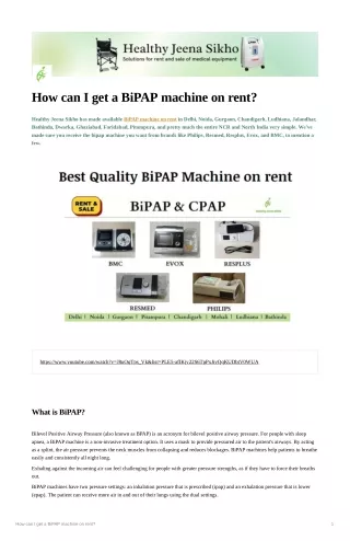 How can I get a BiPAP machine on rent?