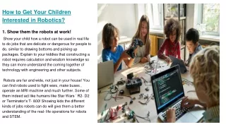how to get your children interested in robotics