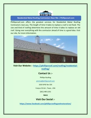 Residential Metal Roofing Contractors Near Me | Phillipsroof.com