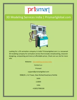 3D Modeling Services India | Prismartglobal.com