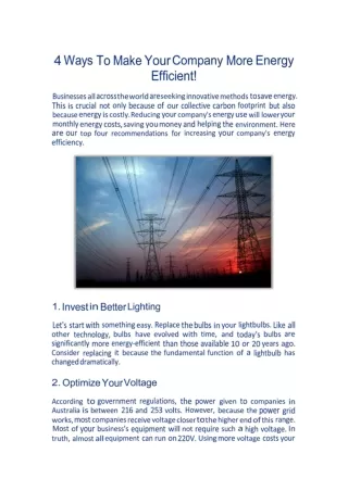 4 Ways To Make Your Company More Energy Efficient!