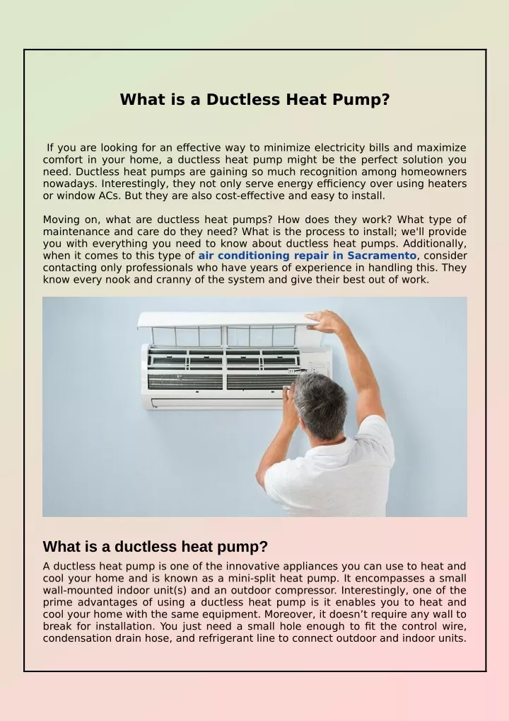 what is a ductless heat pump