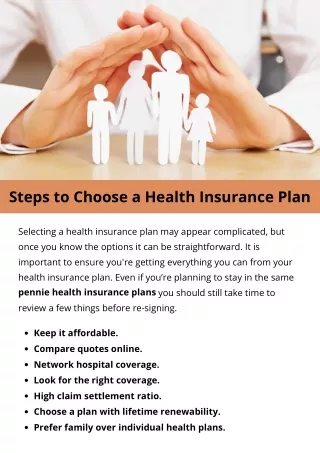 Steps to Choose a Health Insurance Plan