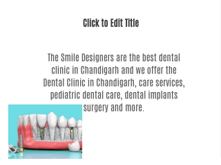 Best Dental Clinic in Chandigarh  | Best Dentist | Chandigarh | The Smile Designers