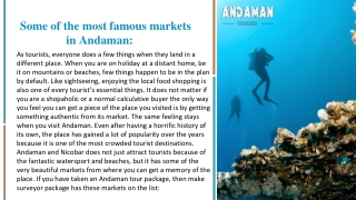 Some of the most famous markets in Andaman