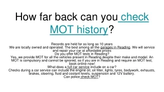 How far back can you check MOT history_