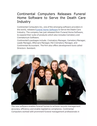 Continental Computers Releases Funeral Home Software to Serve the Death Care Industry
