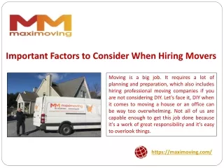 Important Factors to Consider When Hiring Movers