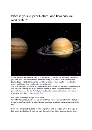 what is your jupiter return and how can you work