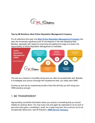 Tips by IM Solutions, Best Online Reputation Management Company