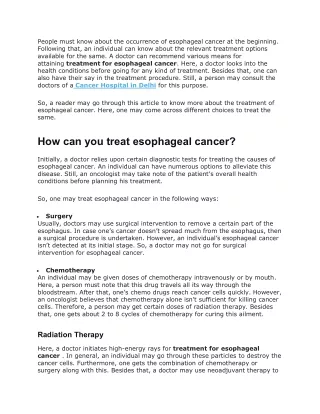What is the treatment for esophageal cancer?