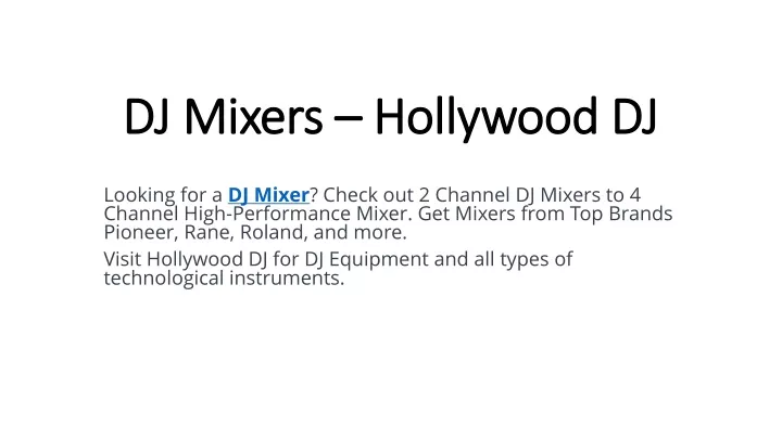 dj mixers hollywood dj