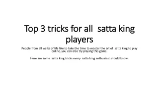 Top 3 tricks for all