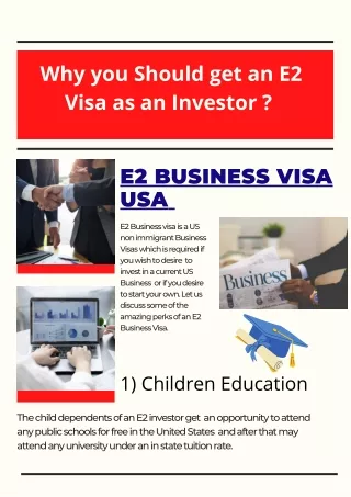Why you should get E2 Business Visa as an Investor | Startup Business Bureau