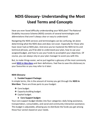 NDIS Glossary- Understanding the Most Used Terms and Concepts