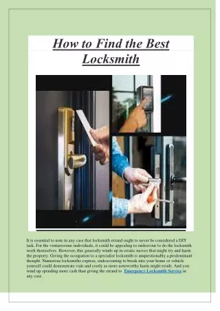 How to Find the Best Locksmith