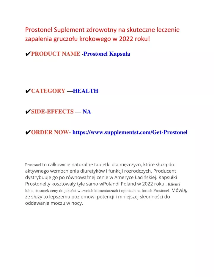 prostonel suplement zdrowotny na skuteczne