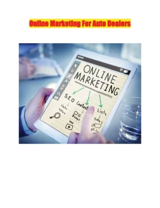 Online Marketing For Auto Dealers