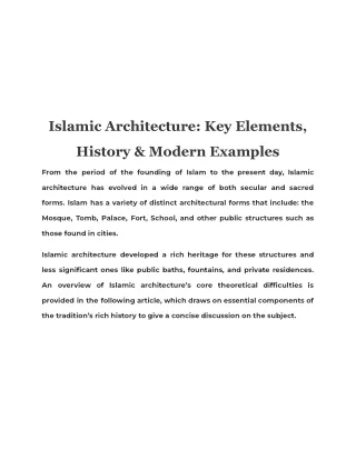 Islamic Architecture Key Elements, History & Modern Examples