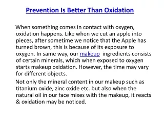 prevention is better than oxidation