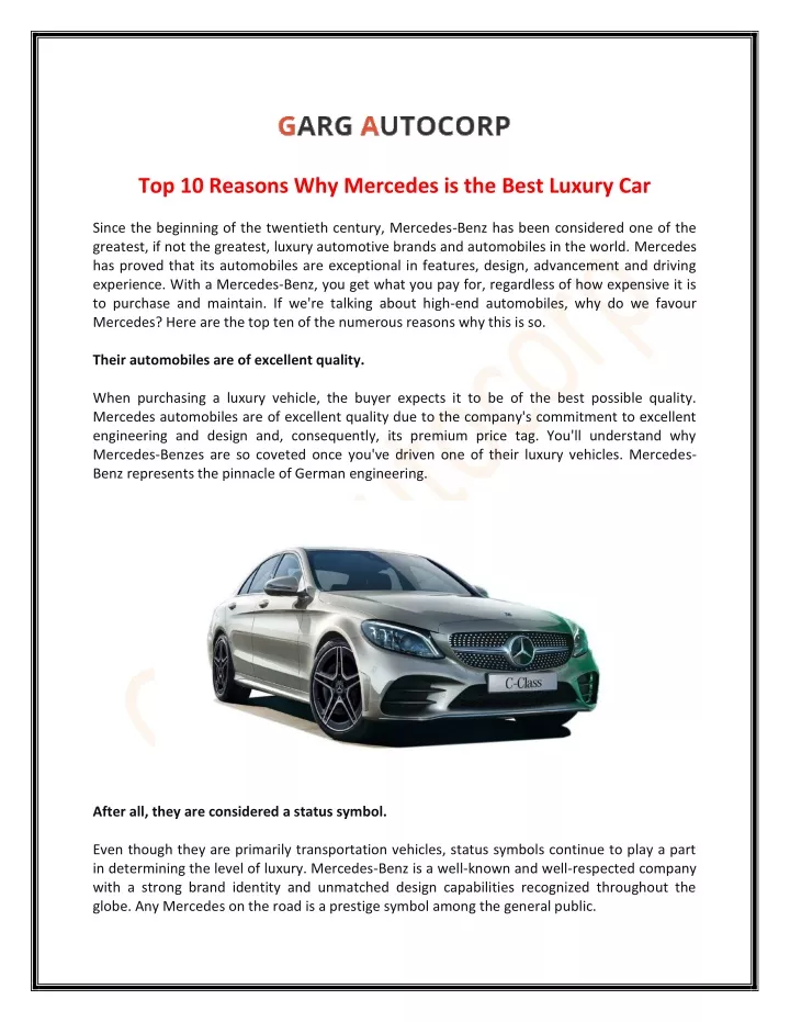 top 10 reasons why mercedes is the best luxury car