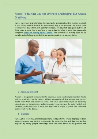 Access To Nursing Courses Online Is Challenging, But Always Gratifying