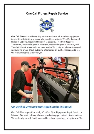 Are you looking for Commercial Gym Equipment Maintenance Service in Missouri?