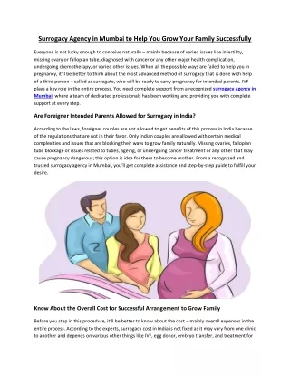 Surrogacy Agency in Mumbai to Help You Grow Your Family Successfully