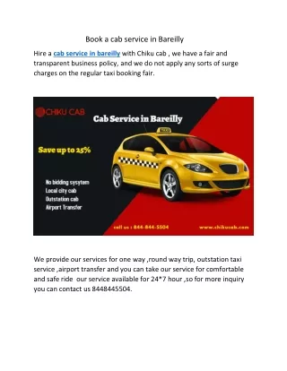 book a cab service in bareilly