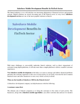 Salesforce Mobile Development Benefits In FinTech Sector